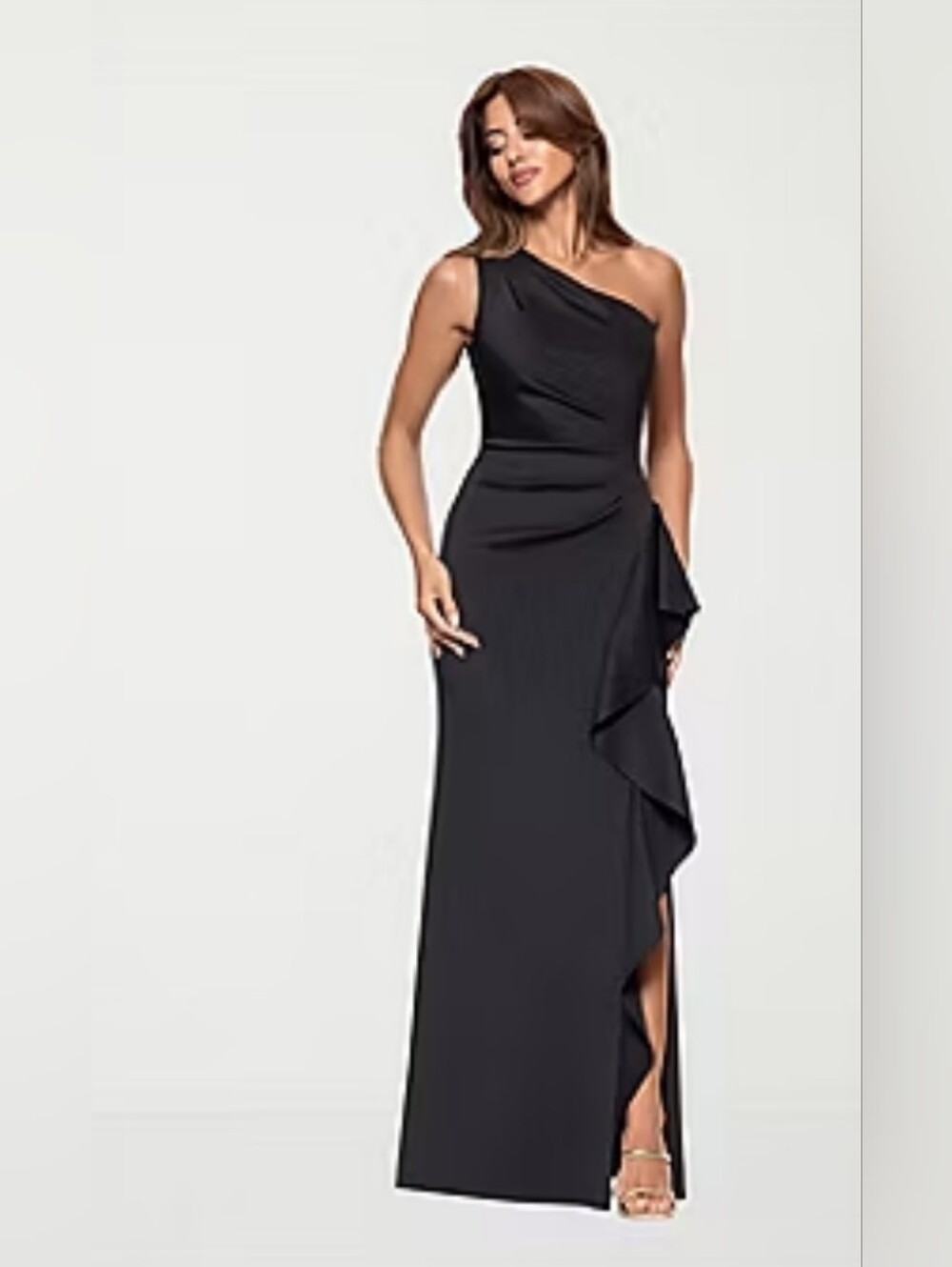 Dj-Jaz Women's Asymmetrical Neck Sleeveless Evening Gown